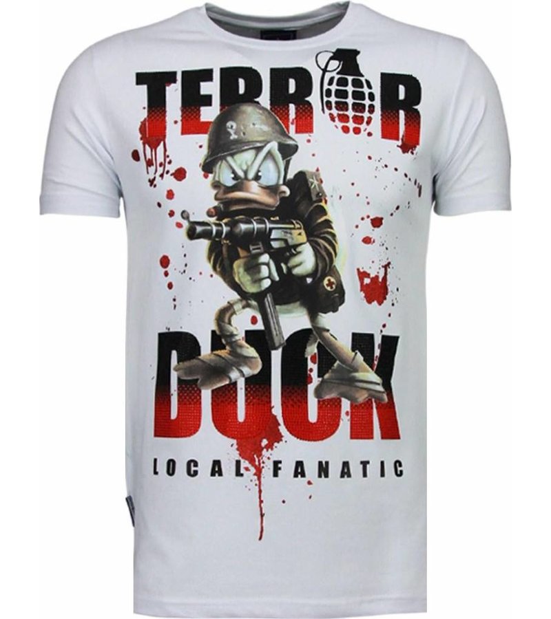 Local Fanatic Terror Duck - Rhinestone T-shirt - White