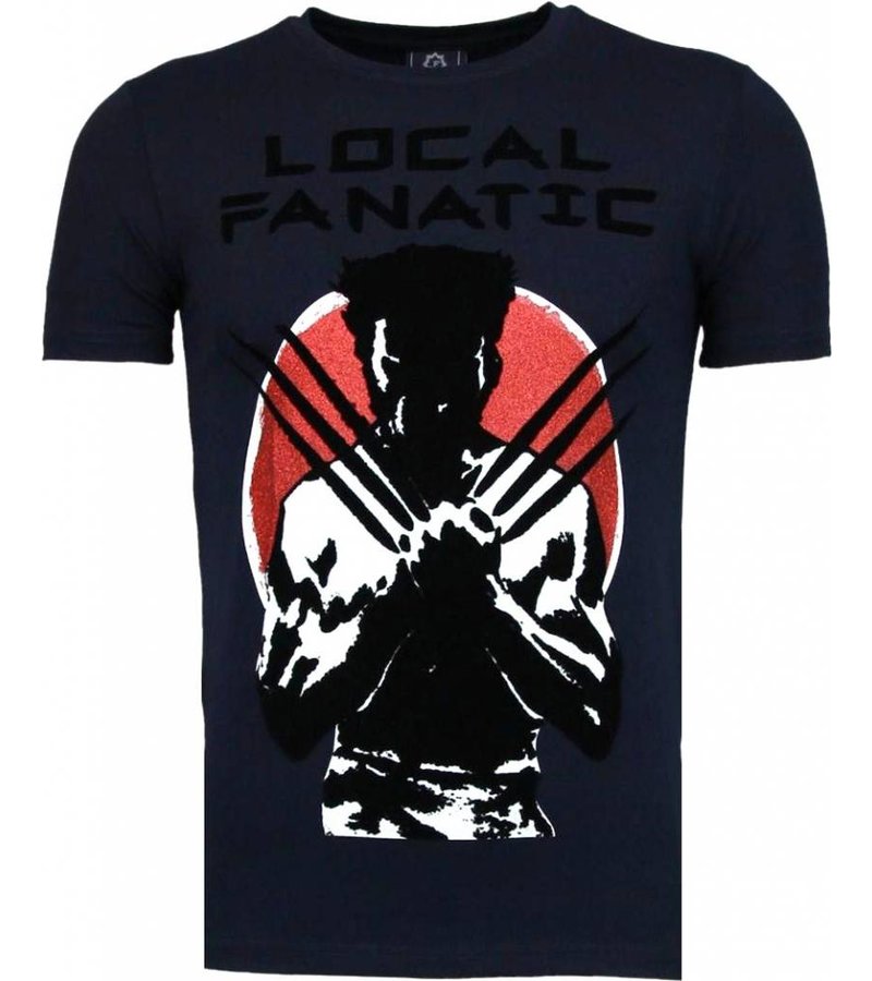 Local Fanatic Wolverine - Flockprint T-shirt - Navy