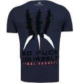 Local Fanatic Wolverine - Flockprint T-shirt - Navy