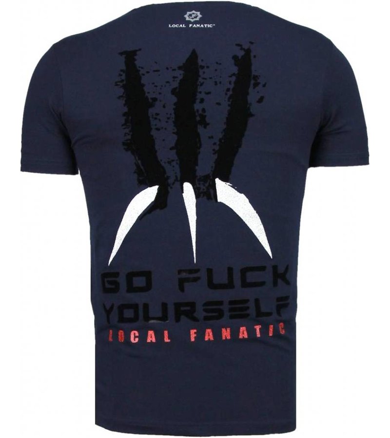 Local Fanatic Wolverine - Flockprint T-shirt - Navy