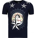 Local Fanatic Holy Mary - Rhinestone T-shirt - Navy
