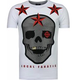 Local Fanatic Rough Player Skull - Rhinestone T-shirt - White