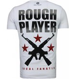 Local Fanatic Rough Player Skull - Rhinestone T-shirt - White