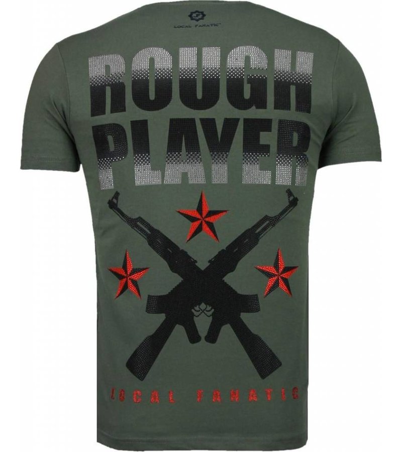 Local Fanatic Rough Player Skull - Rhinestone T-shirt - Green