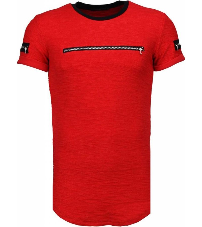 John H Exclusief Zipped Chest - T-Shirt - Red