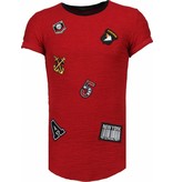 John H Exclusief Military Patches - T-Shirt - Burgundy