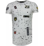 John H Exclusief Military Patches Paint Splash - T-Shirt - White