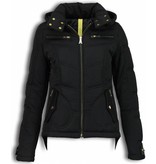 Milan Ferronetti Fur Collar Coat - Women's Winter Coat Short- Basic Fit Exclusive - Black