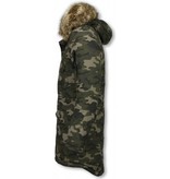 Enos Winter Coats - Men Winter Jacket Long - Faux Fur - Camouflage - Green