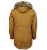 Enos Winter Coats - Men Winter Jacket Long - Faux Fur - - Army - Yellow