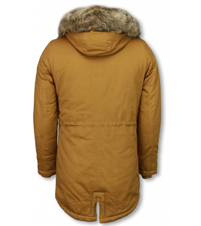 Enos Winter Coats - Men Winter Jacket Long - Faux Fur - - Army - Yellow