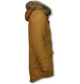 Enos Winter Coats - Men Winter Jacket Long - Faux Fur - - Army - Yellow