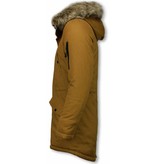 Enos Winter Coats - Men Winter Jacket Long - Faux Fur - - Army - Yellow