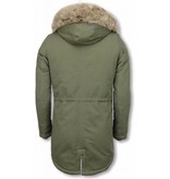 Enos Winter Coats - Men Winter Jacket Long - Faux Fur - - Army - Green