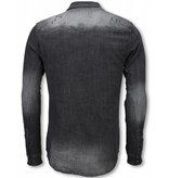 Enos Denim Shirts - Slim Fit Long Sleeve Shirt - Washed - Grey