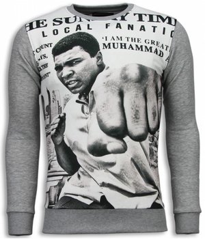 Local Fanatic Muhammad Ali Newspaper - Sweater - Light Grey