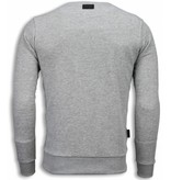 Local Fanatic Popeye Revenge - Digital Rhinestone Sweater - Light Grey