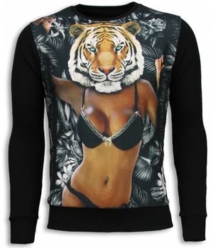 Local Fanatic Tiger Chick - Sweater - Black