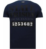 Local Fanatic State Prison - Rhinestone T-shirt - Navy