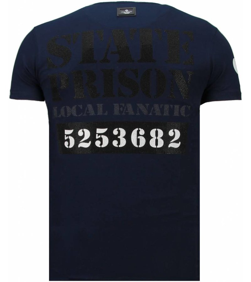 Local Fanatic State Prison - Rhinestone T-shirt - Navy