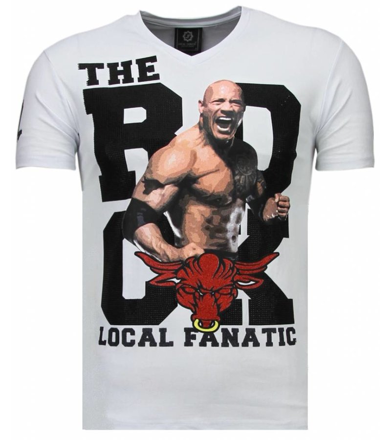 Local Fanatic The Rock - Rhinestone T-shirt - White