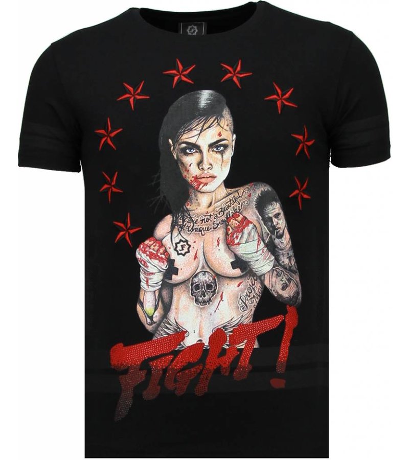 Local Fanatic Fighter! - Rhinestone T-shirt - Black