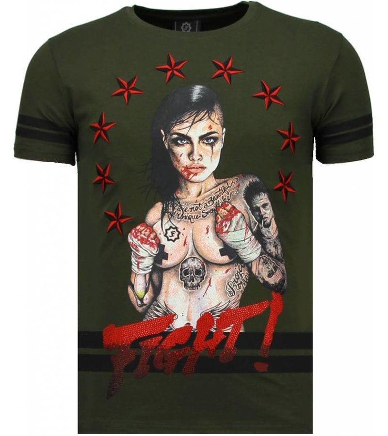 Local Fanatic Fighter! - Rhinestone T-shirt - Green