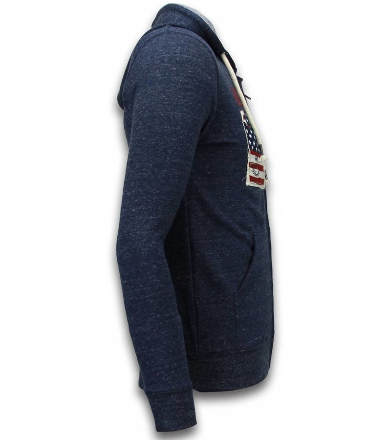 Enos Casual Hoodie - Embroidery American Heritage - Blue