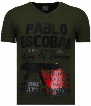 Local Fanatic Pablo Escobar Narcos - Rhinestone T-shirt - Green