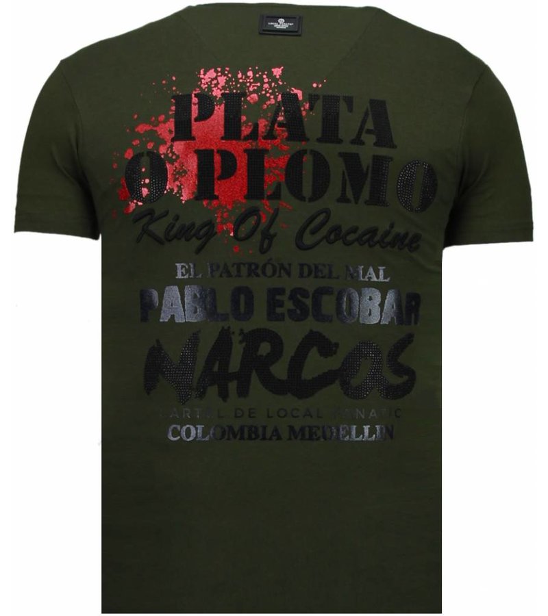 Local Fanatic Pablo Escobar Narcos - Rhinestone T-shirt - Green