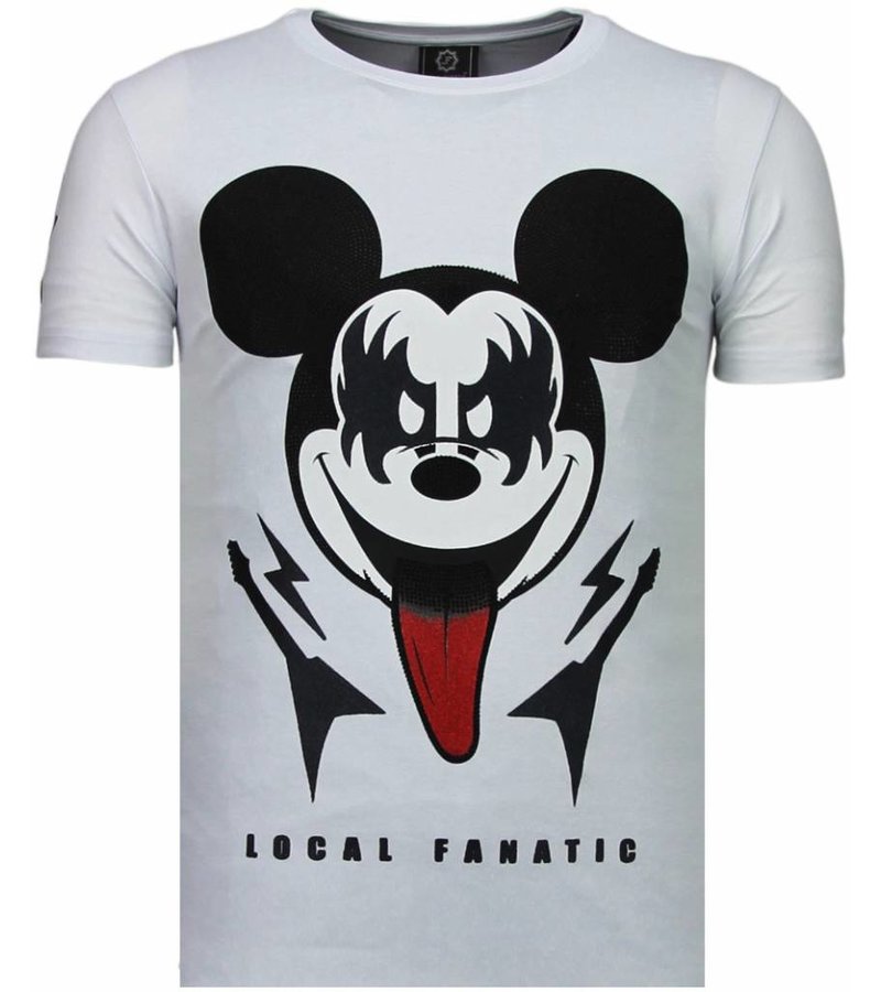 Local Fanatic Kiss My Mickey - Rhinestone T-shirt - White