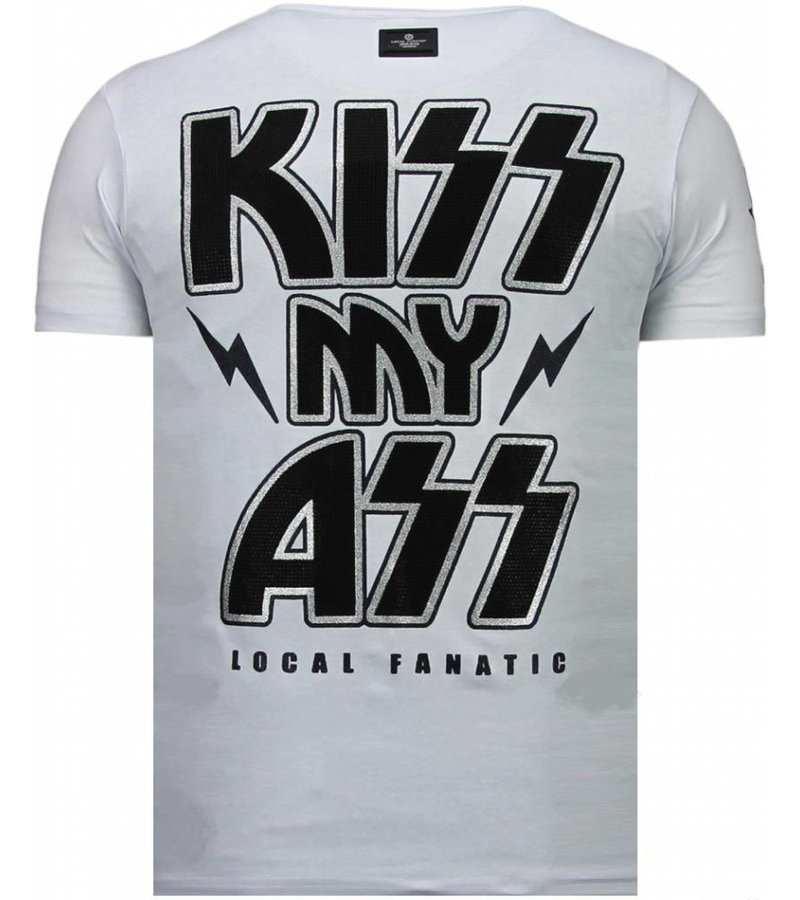 Local Fanatic Kiss My Mickey - Rhinestone T-shirt - White