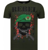 Local Fanatic Skull Rebel - Rhinestone T-shirt - Green