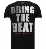 Local Fanatic Skull Bring The Beat - Rhinestone T-shirt - Black