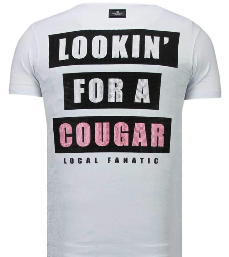 Local Fanatic Panther For A Cougar - Rhinestone T-shirt - White