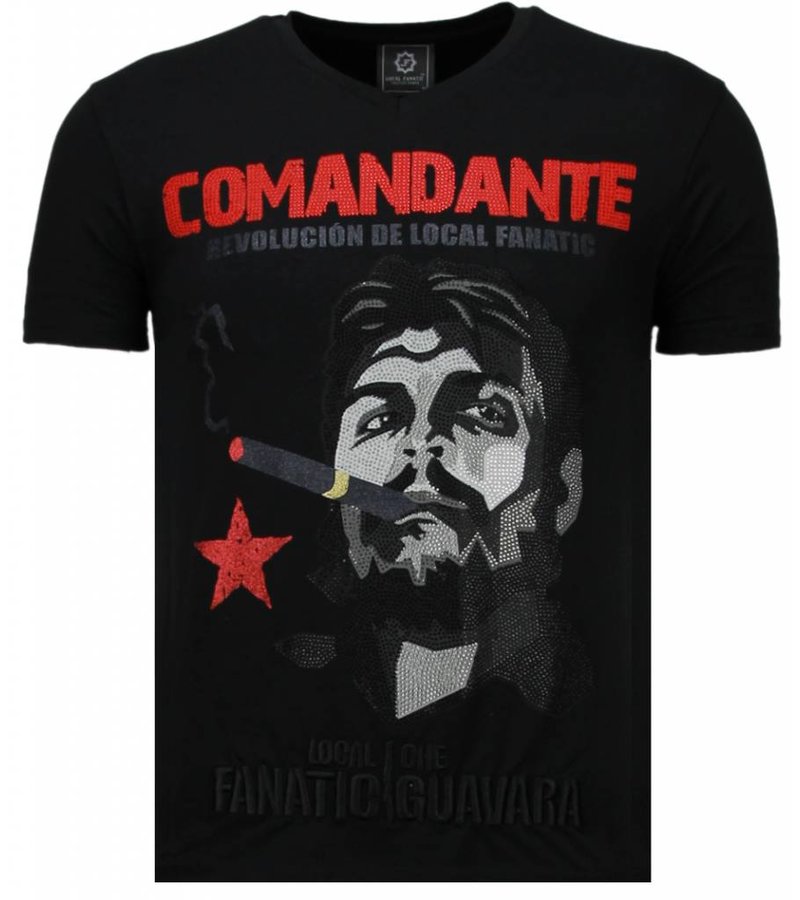 Local Fanatic Che Guevara Comandante - Rhinestone T-shirt - Black