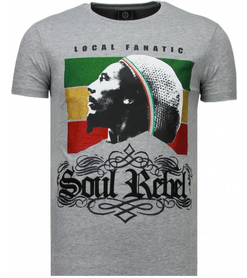 Local Fanatic Soul Rebel Bob - Rhinestone T-shirt - Grey