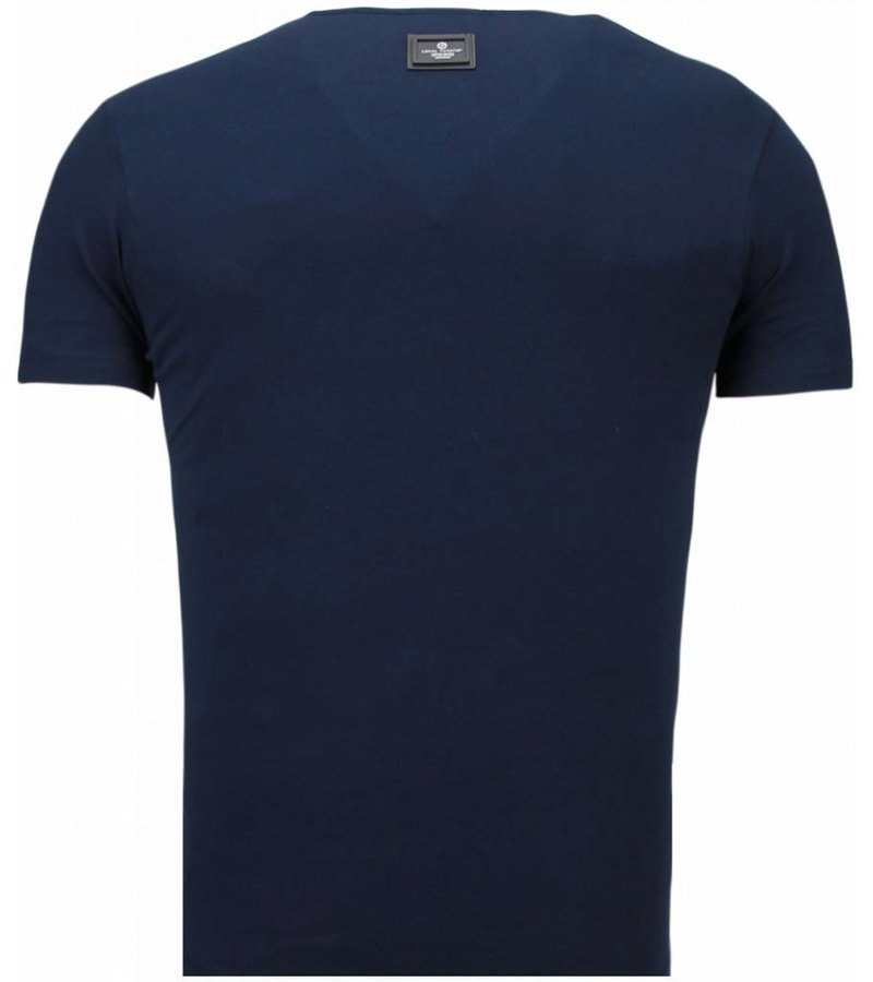 Local Fanatic Basic Exclusieve V Neck - T-Shirt - Blue