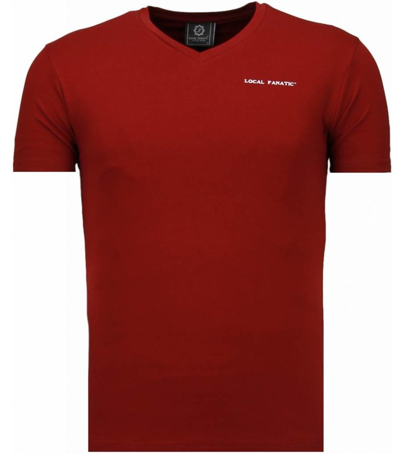 Local Fanatic Basic Exclusieve V Neck - T-Shirt - Burgundy