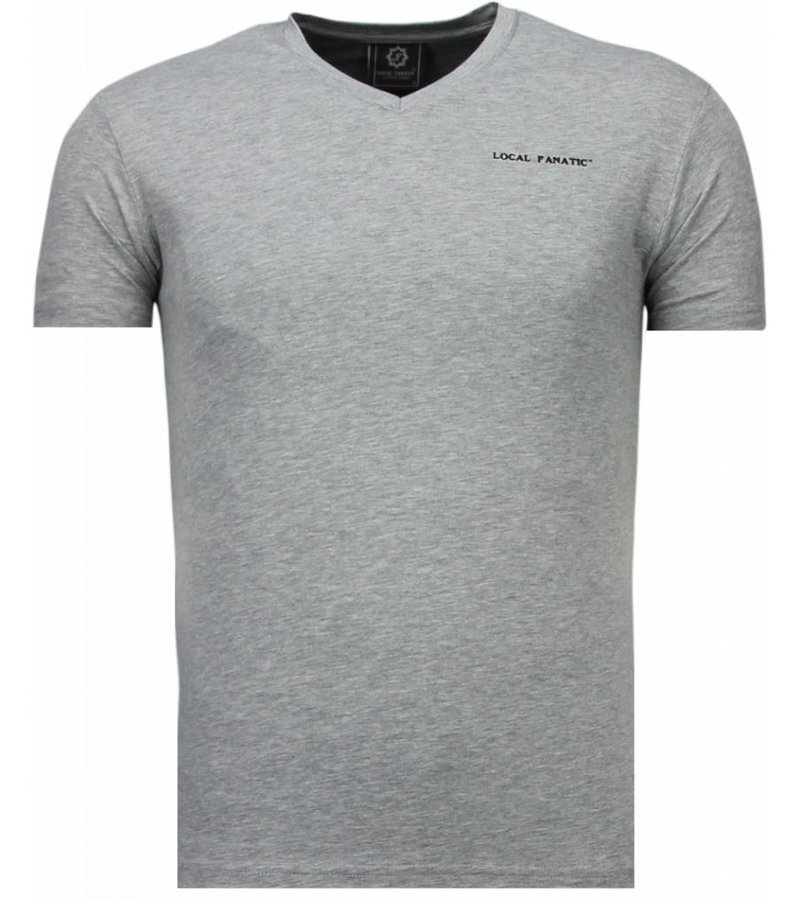 Local Fanatic Basic Exclusieve V Neck - T-Shirt - Grey