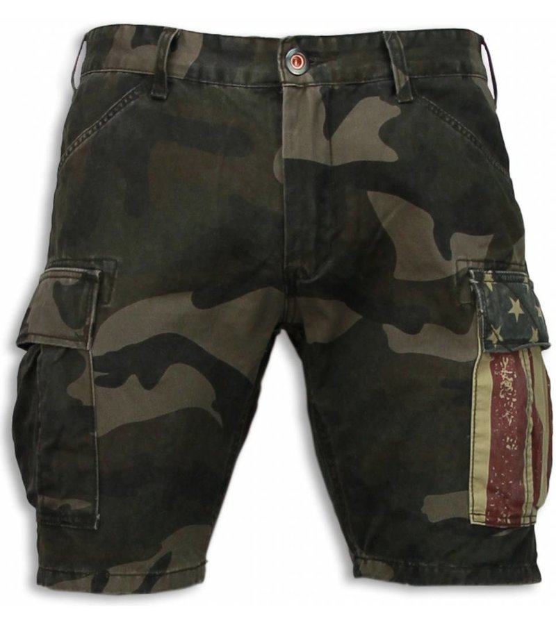 Bread & Buttons Casual Shorts Men - Slim Fit Camouflage Shorts - Green