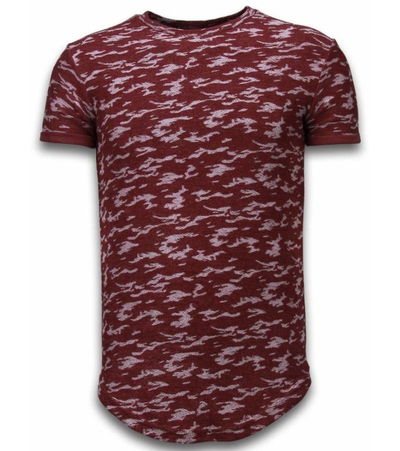 John H Fashionable Camouflage T-shirt - Long Fit Shirt Army Pattern - Burgundy