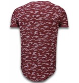 John H Fashionable Camouflage T-shirt - Long Fit Shirt Army Pattern - Burgundy