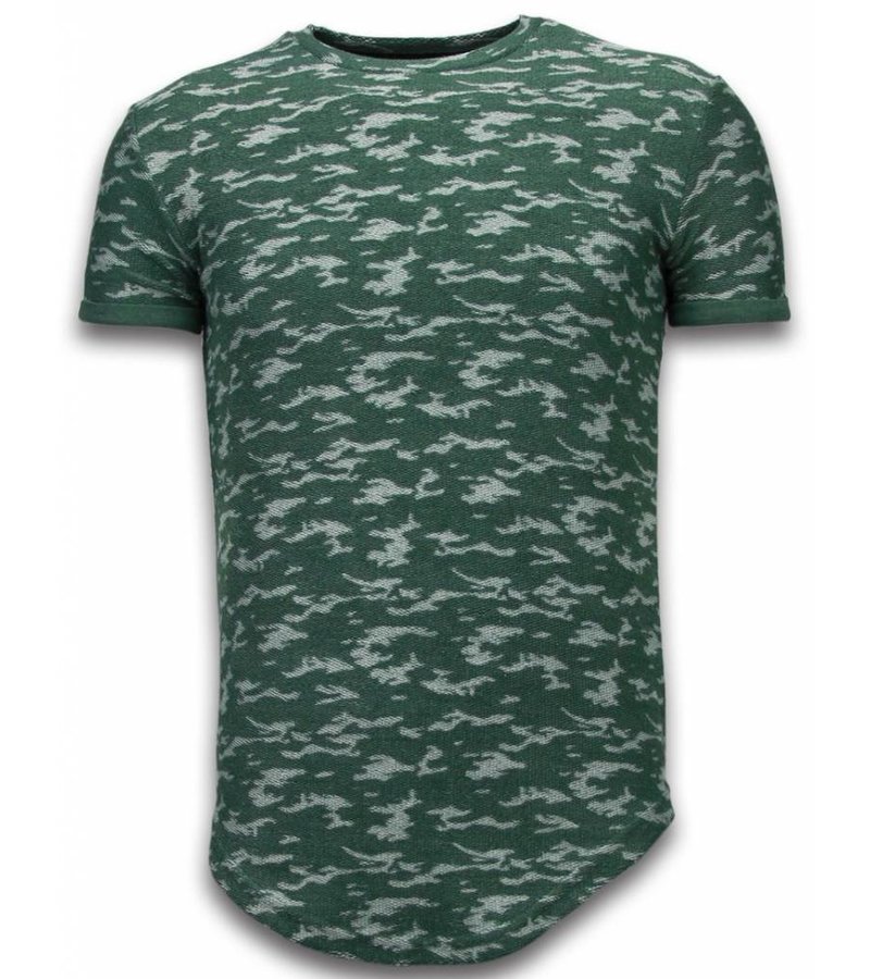 John H Fashionable Camouflage T-shirt - Long Fit Shirt Army Pattern - Green