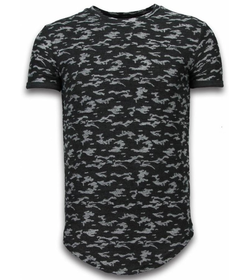 John H Fashionable Camouflage T-shirt - Long Fit Shirt Army Pattern - Black