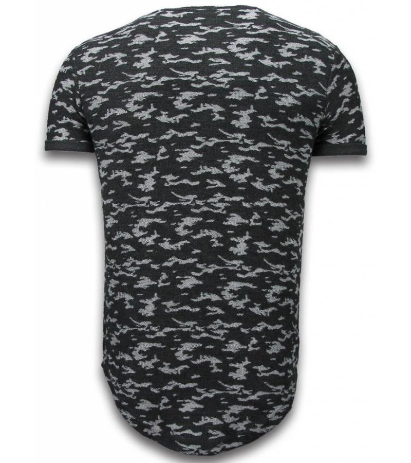 John H Fashionable Camouflage T-shirt - Long Fit Shirt Army Pattern - Black