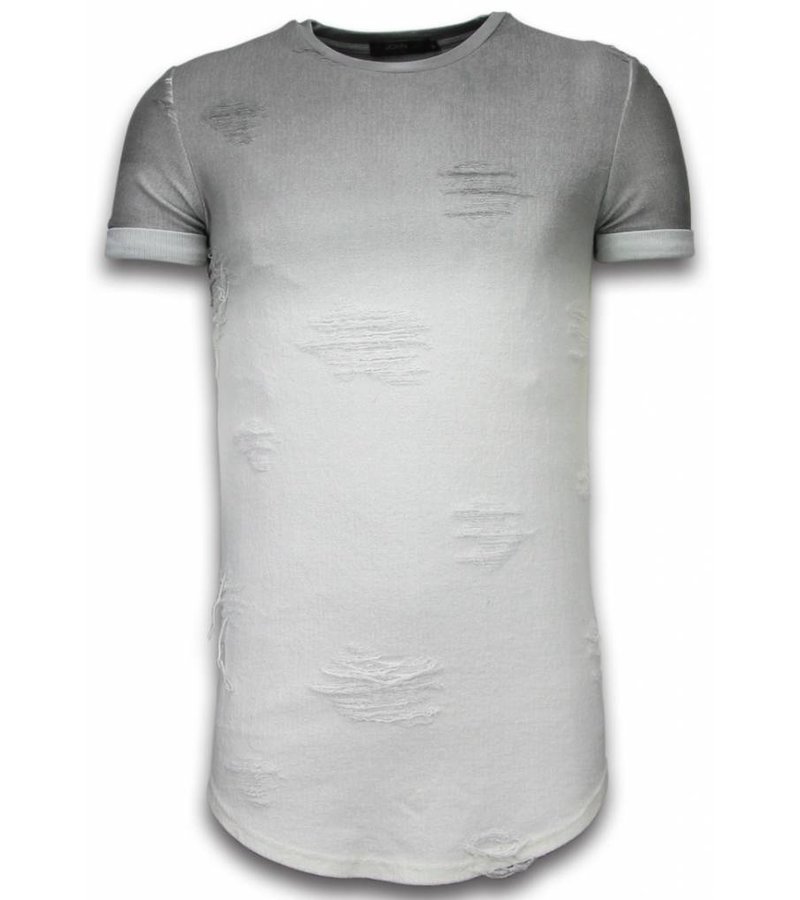 John H Flare Effect T-shirt - Long Fit Shirt Dual Colored - Grey