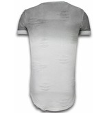 John H Flare Effect T-shirt - Long Fit Shirt Dual Colored - Grey