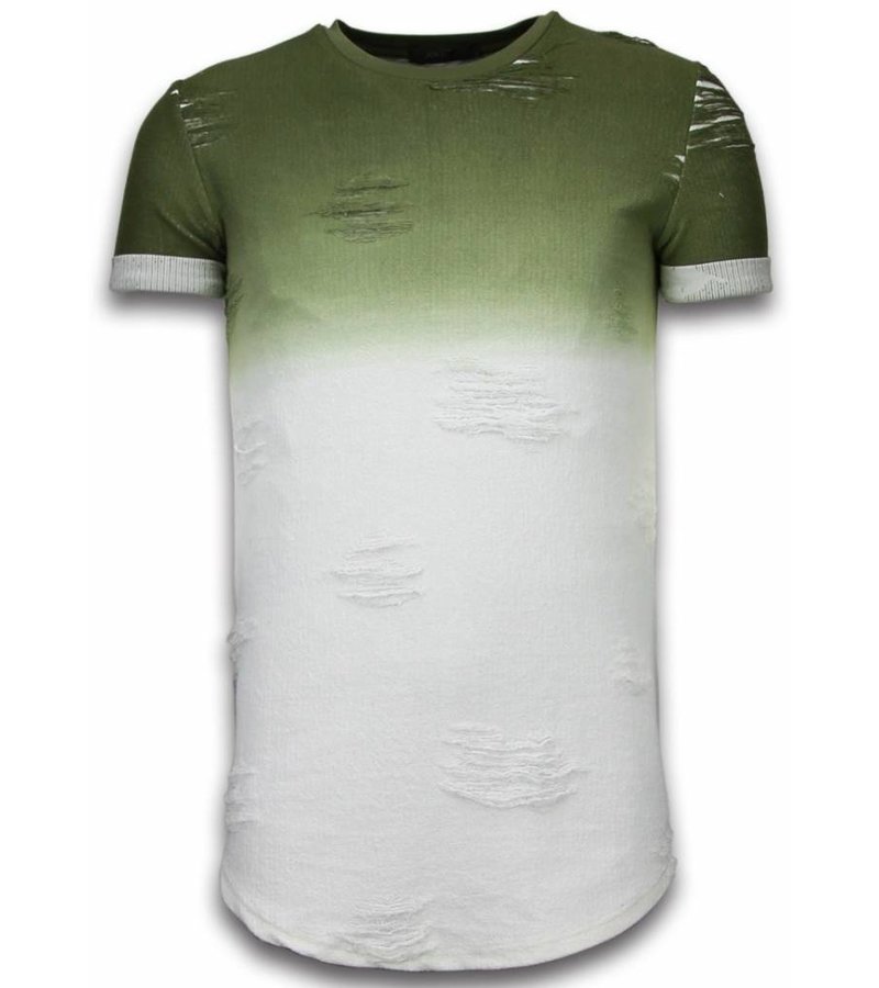 John H Flare Effect T-shirt - Long Fit Shirt Dual Colored - Green