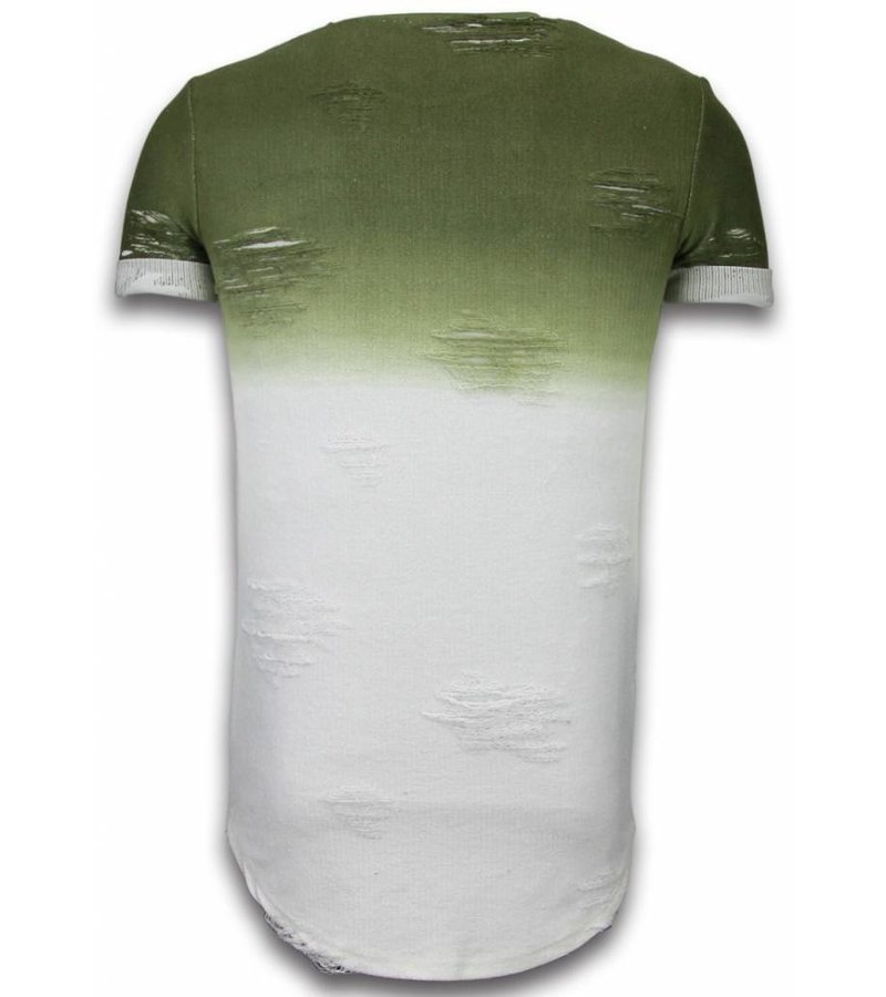 John H Flare Effect T-shirt - Long Fit Shirt Dual Colored - Green